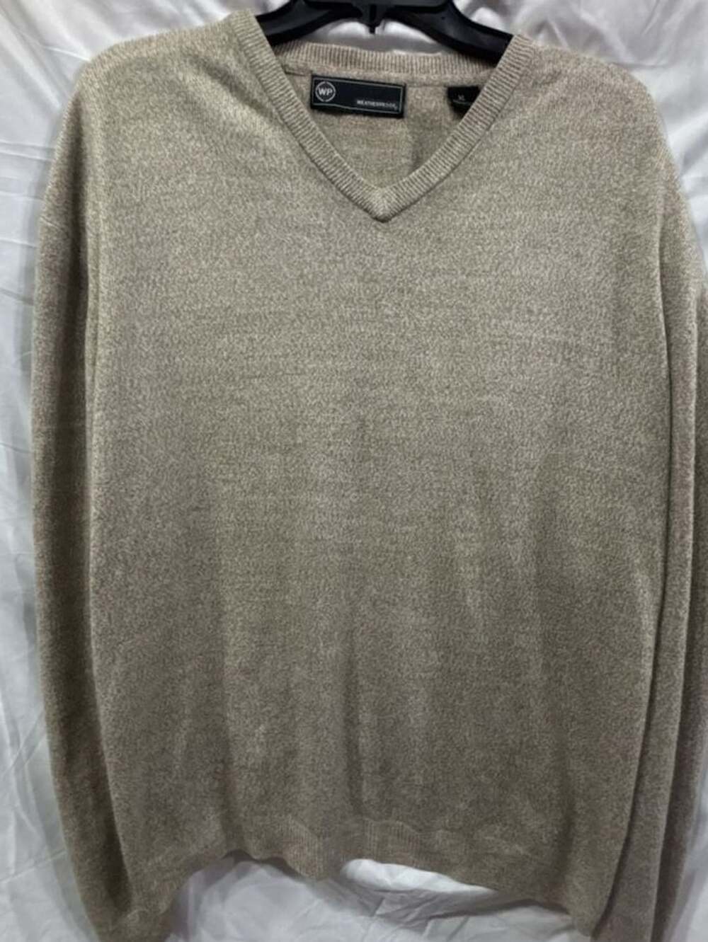 Weatherproof Mens V-Neck Beige Long Sleeve Pullover Sweater Size XL